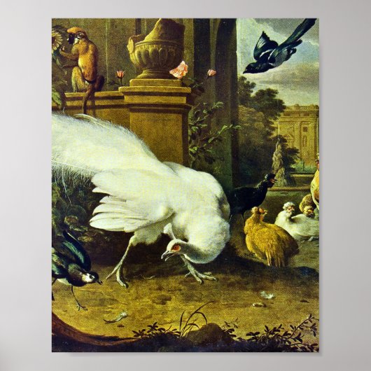 Melchior d'Hondecoeter - Vogels in een park Poster (Voorkant)
