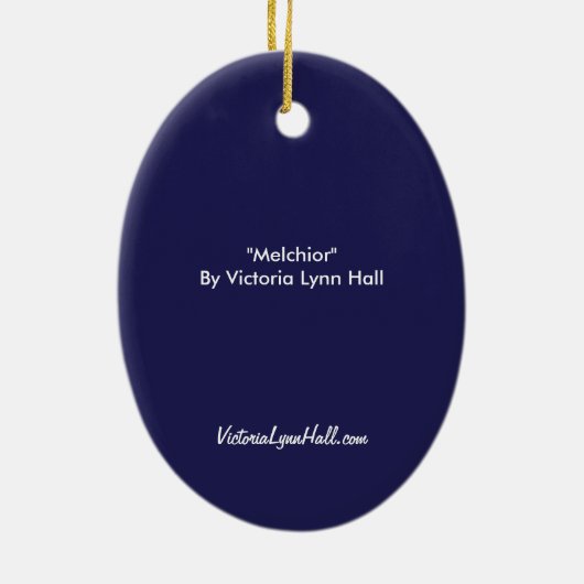 "Melchior" Drie kerstkunst Keramisch Ornament (Achterkant)