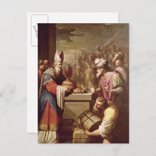 Melchizedek Offering Brood en wijn Briefkaart (Voorkant / Achterkant)