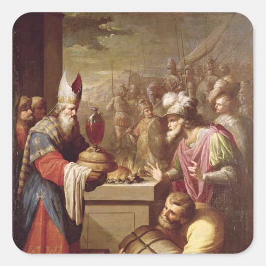 Melchizedek Offering Brood en wijn Vierkante Sticker (Voorkant)