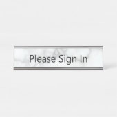 Meld u aan voor faux wit marmer bureau naambordje (Voorkant)