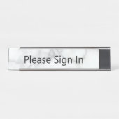 Meld u aan voor faux wit marmer bureau naambordje (Voorkant)