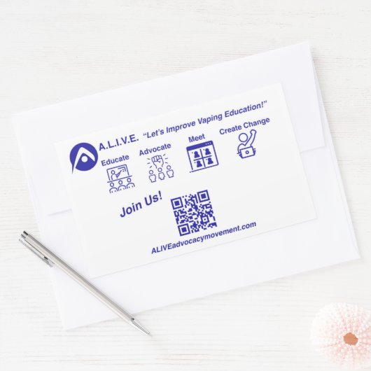 Meld u nu aan rechthoekige sticker (Envelop)