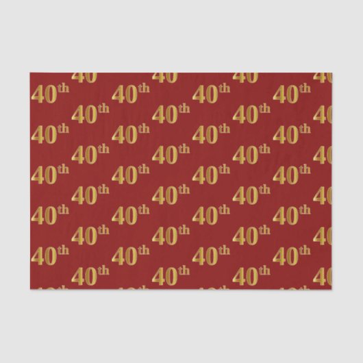 Melding met rood, Faux Gold 40e (veertigste) event Tissuepapier (Voorkant)