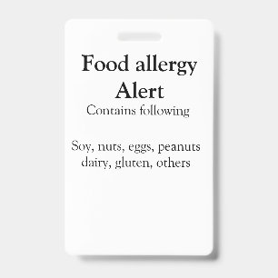 Melding voedselallergie voeg naam tekst toe voedse badge