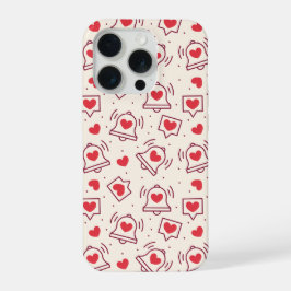 Meldingshart Bel Burgundy Rood Liefdespatroon iPhone 15 Pro Case