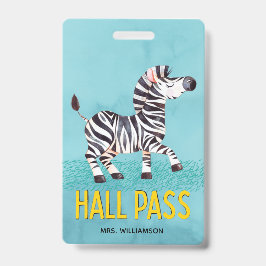 Meldingskaartje Schattige Zebra Klasleraar Badge