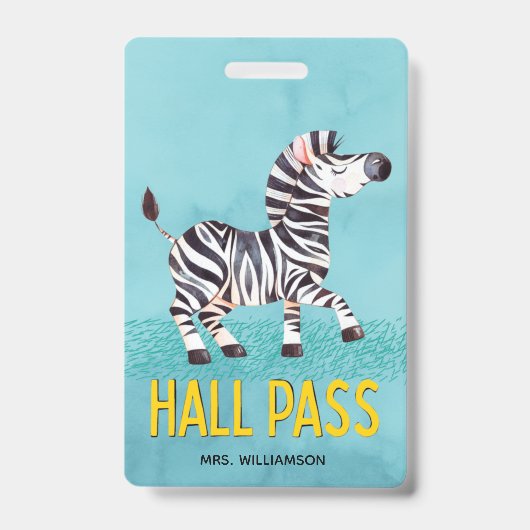 Meldingskaartje Schattige Zebra Klasleraar Badge (Voorzijde)
