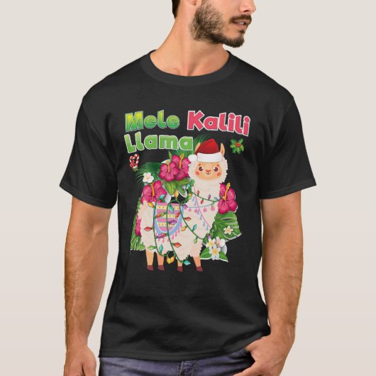 Mele Kaliki Llama Kalikimaka Hawaiian Kerstmis Li T-shirt (Voorkant)