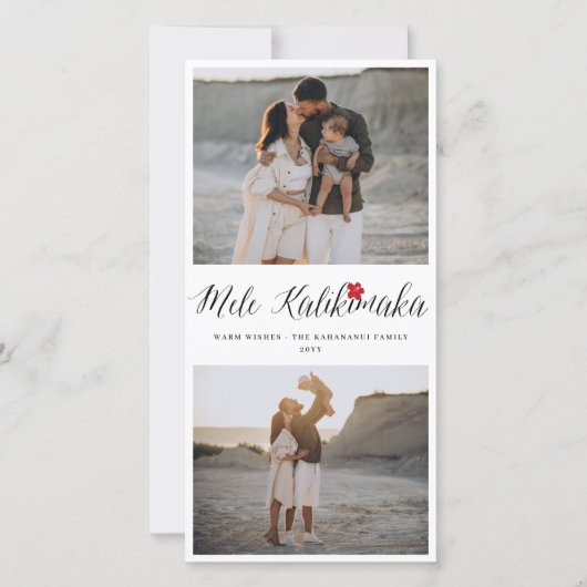 Mele Kalikimaka 2 Foto Collage Eenvoudig Kerstfees Feestdagenkaart (Voorkant)