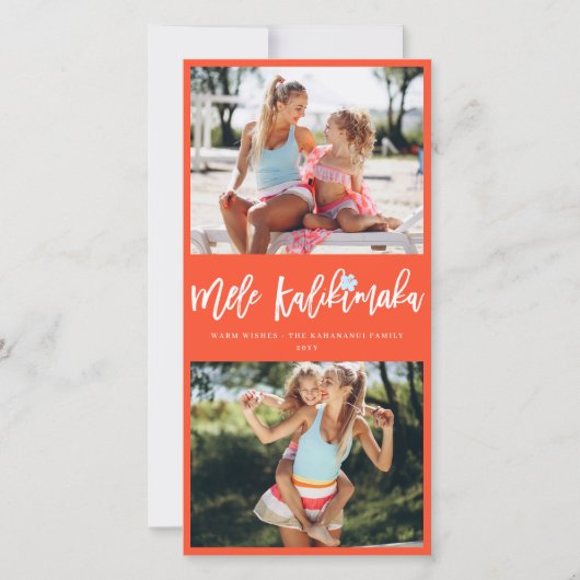 Mele Kalikimaka 2 Foto Collage Moderne Kerstmis Feestdagenkaart (Voorkant)