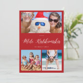 Mele Kalikimaka 3 Foto Collage Eenvoudig Kerstfees Feestdagenkaart (Staand voorkant)
