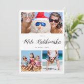 Mele Kalikimaka 3 Foto Collage Eenvoudig Kerstfees Feestdagenkaart (Staand voorkant)
