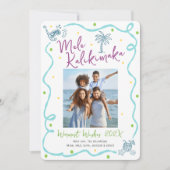 Mele Kalikimaka 5 Photo Teal Hand Drawn Christmas Feestdagenkaart (Voorkant)