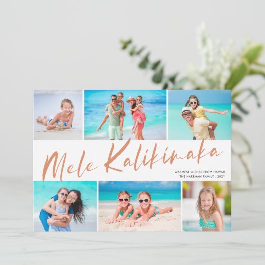 Mele Kalikimaka 6 Foto Collage Kerstfeestdag Feestdagenkaart (Staand voorkant)