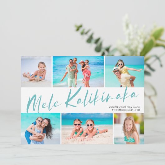 Mele Kalikimaka 6 Foto Collage Kerstvakantie Feestdagenkaart (Staand voorkant)