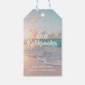 Mele Kalikimaka Aangepast tropisch strand Kerstmis Cadeaulabel (Voorkant)