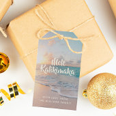 Mele Kalikimaka Aangepast tropisch strand Kerstmis Cadeaulabel