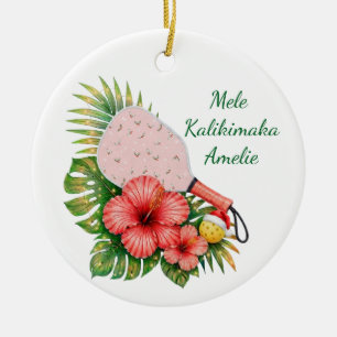 Mele Kalikimaka Aangepaste Naam Gedateerd 2026 Pic Keramisch Ornament