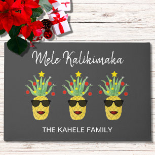 Mele Kalikimaka Aangepaste naam Pineappel Deurmat