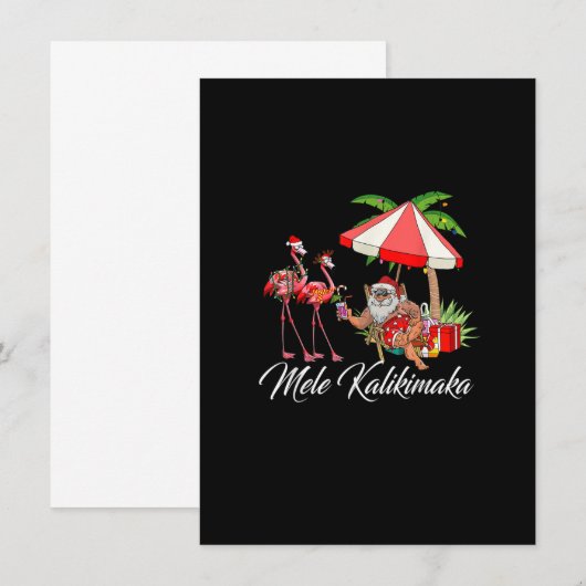 Mele Kalikimaka Aloha Hawaiian Flamingo Santa Chri Kaart (Voorkant / Achterkant)