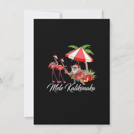 Mele Kalikimaka Aloha Hawaiian Flamingo Santa Chri Kaart (Voorkant)