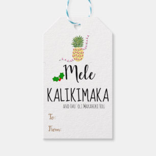 Mele Kalikimaka ananas kerstcadeau Label Cadeaulabel