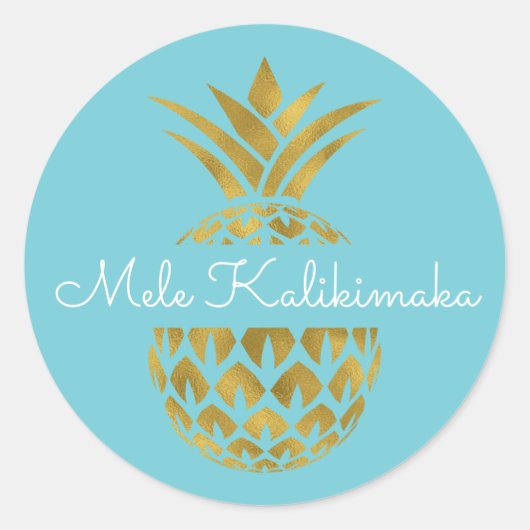 Mele Kalikimaka Ananas Kerstvakantie Ronde Sticker (Voorkant)
