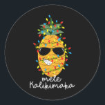 Mele Kalikimaka Ananasboom Hawaiian Christmas Ronde Sticker<br><div class="desc">Mele Kalikimaka Ananasboom Hawaiian Kerstmis in juli</div>