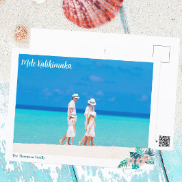 Mele Kalikimaka Beach Family Foto Hibiscus Floral Briefkaart