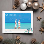 Mele Kalikimaka Beach Family Foto Hibiscus Floral Feestdagenkaart<br><div class="desc">Een simpele mooie kerstkaart met een familiefoto van je eilandvakantie,  op de hoek gehouden door een  tropische Hibiscus-bloem in een mooie pekroze met blauwe groene palmbladeren. Een andere volledige foto is de achterkant van deze Hawaiiaanse vakantiekaart.</div>