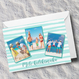 Mele Kalikimaka Beach Kerstmis Blauwgroen Foto Feestdagenkaart