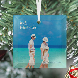 Mele Kalikimaka Beach Photo Island - Kerstmis Glas Ornament