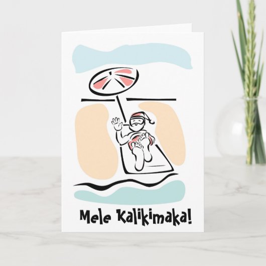 Mele Kalikimaka Beach Santa Christmas Kaart (Voorkant)