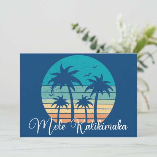Mele Kalikimaka Beach Sunset Company Kerstmis Feestdagenkaart (Staand voorkant)