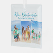 Mele Kalikimaka Beach Vakantie 3 Foto Kerstmis Glas Ornament (Voorkant links)