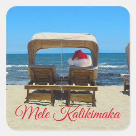 Mele Kalikimaka beach Vierkante Sticker