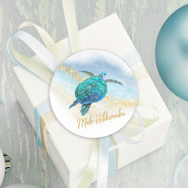 Mele Kalikimaka Beach Zee Schildpad Kust Ronde Sticker