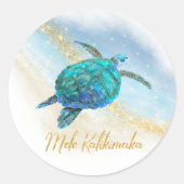 Mele Kalikimaka Beach Zee Schildpad Kust Ronde Sticker (Voorkant)