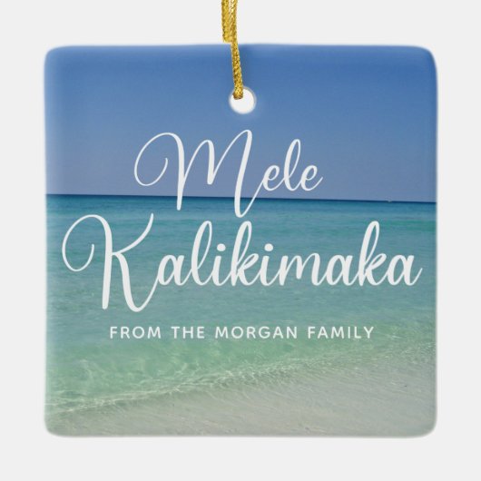 Mele Kalikimaka Beauful Beach Custom Kerstmis Keramisch Ornament (Voorkant)