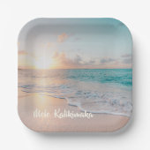 Mele Kalikimaka Beauful Beach Kerstparty Papieren Bordje (Voorkant)