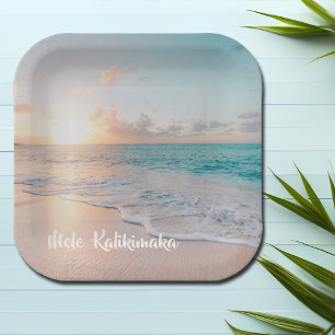 Mele Kalikimaka Beauful Beach Kerstparty Papieren Bordje