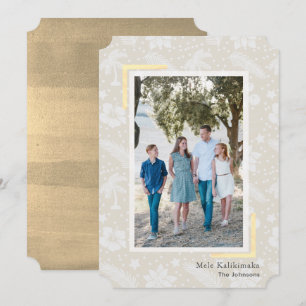 Mele Kalikimaka Beige Photo Holiday Card Kaart