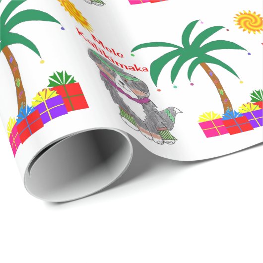 Mele Kalikimaka Bernese Mountain Dog Cadeaupapier (Rol Hoek)