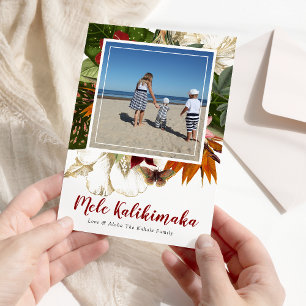 Mele Kalikimaka Bloemige Kerst Foto Vakantie  Feestdagenkaart