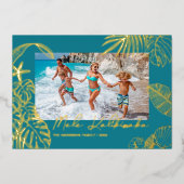 Mele Kalikimaka Blue Photo Christmas Folie Feestdagenkaart (Voorkant)