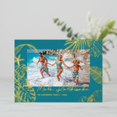 Mele Kalikimaka Blue Photo Christmas Folie Feestdagenkaart (Staand Voorkant)