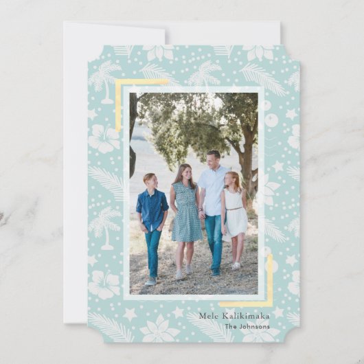 Mele Kalikimaka Blue Photo Holiday Kaart (Voorkant)