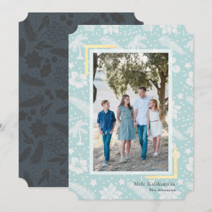Mele Kalikimaka Blue Photo Holiday Kaart