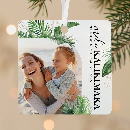 Mele Kalikimaka Boog Foto Kerst Metalen Ornament